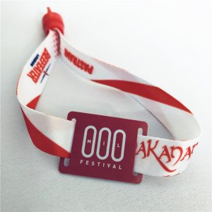 One-time use custom slide lock NFC bracelet Ntag216 fabric festival wristband for events