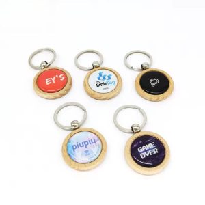 Wooden N-tag213 NFC Epoxy Keychain